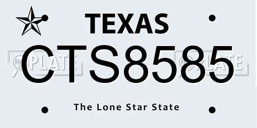CTS8585 Texas License Plate