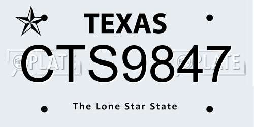 CTS9847 Texas License Plate