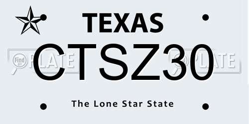 CTSZ30 Texas License Plate
