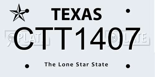 CTT1407 Texas License Plate