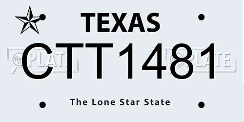 CTT1481 Texas License Plate