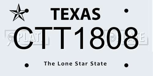 CTT1808 Texas License Plate
