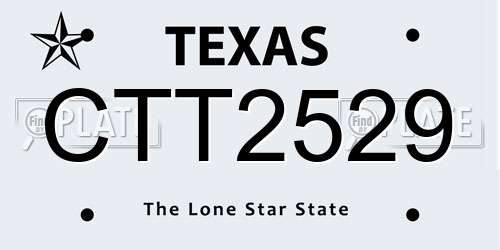 CTT2529 Texas License Plate