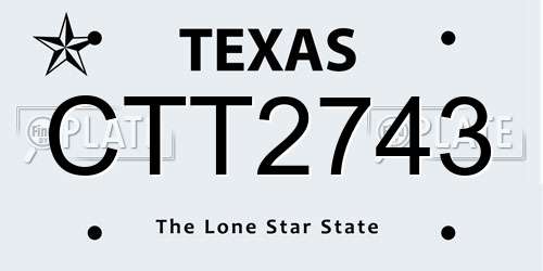 CTT2743 Texas License Plate