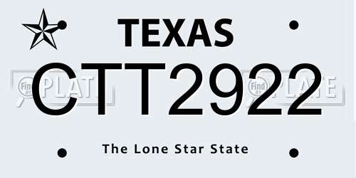 CTT2922 Texas License Plate