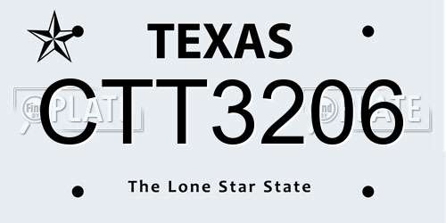 CTT3206 Texas License Plate