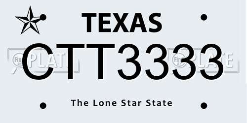 CTT3333 Texas License Plate
