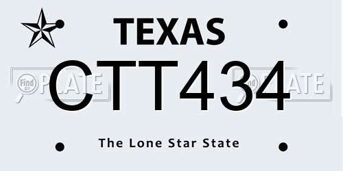 CTT434 Texas License Plate