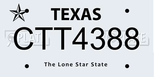 CTT4388 Texas License Plate