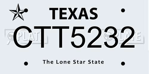 CTT5232 Texas License Plate