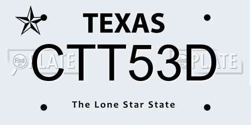 CTT53D Texas License Plate