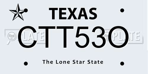 CTT53O Texas License Plate