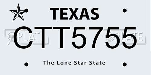 CTT5755 Texas License Plate