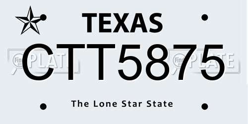 CTT5875 Texas License Plate