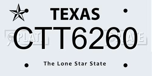 CTT6260 Texas License Plate