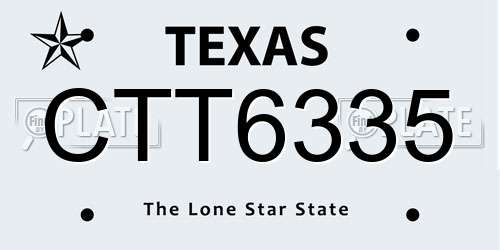 CTT6335 Texas License Plate