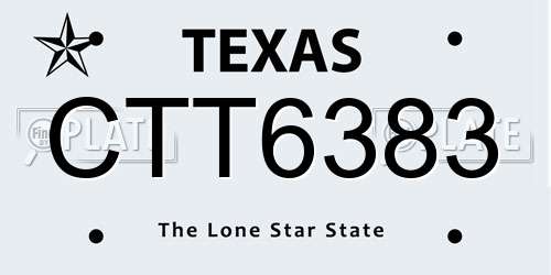 CTT6383 Texas License Plate