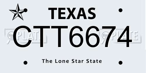 CTT6674 Texas License Plate