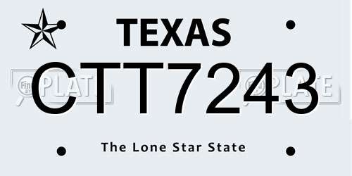 CTT7243 Texas License Plate