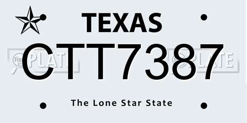 CTT7387 Texas License Plate