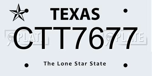 CTT7677 Texas License Plate