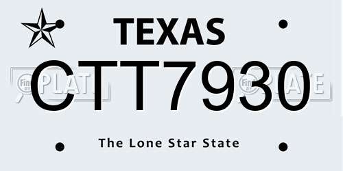 CTT7930 Texas License Plate