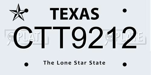 CTT9212 Texas License Plate