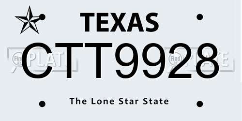 CTT9928 Texas License Plate