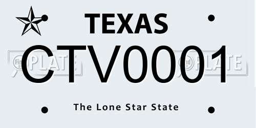 CTV0001 Texas License Plate