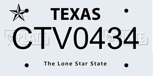 CTV0434 Texas License Plate
