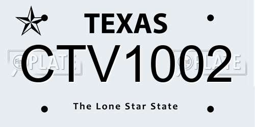 CTV1002 Texas License Plate