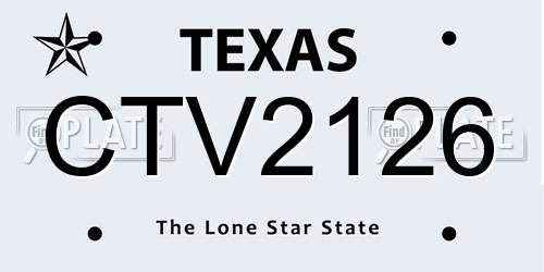 CTV2126 Texas License Plate