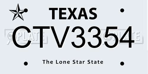 CTV3354 Texas License Plate