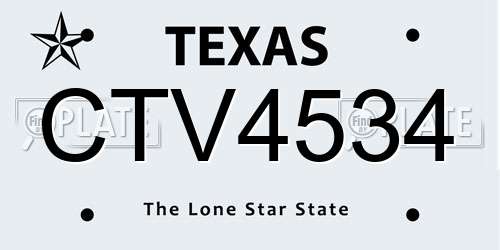 CTV4534 Texas License Plate