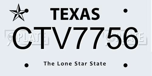 CTV7756 Texas License Plate