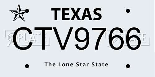 CTV9766 Texas License Plate