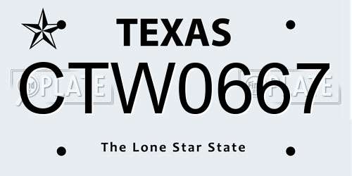 CTW0667 Texas License Plate