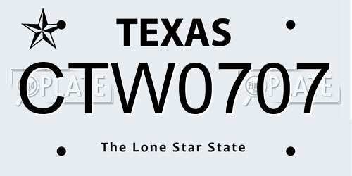 CTW0707 Texas License Plate