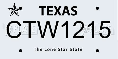 CTW1215 Texas License Plate