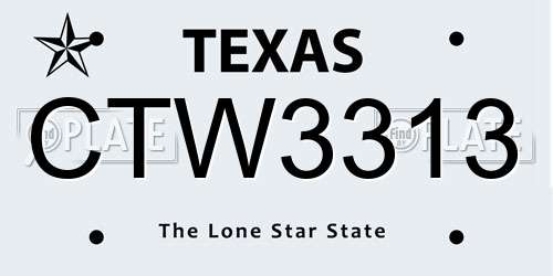 CTW3313 Texas License Plate