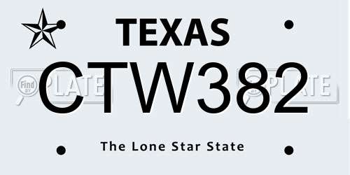 CTW382 Texas License Plate