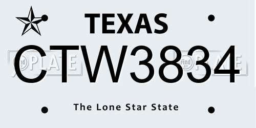CTW3834 Texas License Plate