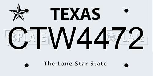 CTW4472 Texas License Plate