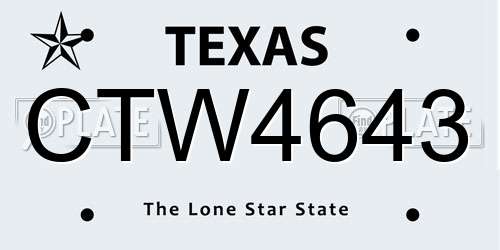 CTW4643 Texas License Plate