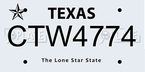 CTW4774 Texas License Plate