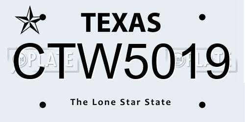 CTW5019 Texas License Plate