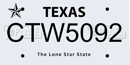 CTW5092 Texas License Plate