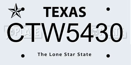 CTW5430 Texas License Plate