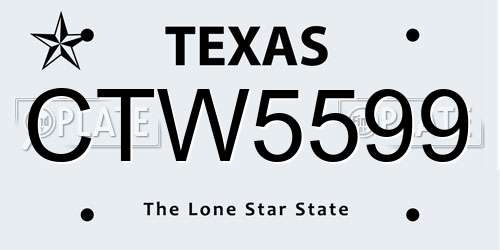 CTW5599 Texas License Plate