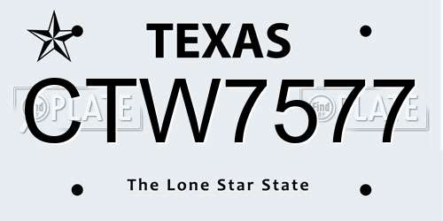 CTW7577 Texas License Plate